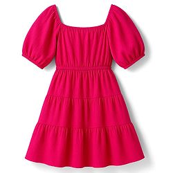 Pine Kids Woven Half Sleeves Solid Frock - Dark Pink