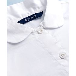 Pine Kids Cotton Woven Half Puffed Sleeves Top with Bow Applique - White