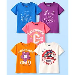 Pine Kids Cotton Knit T-Shirts with Graphic Print Multi Colors 6-7 Years