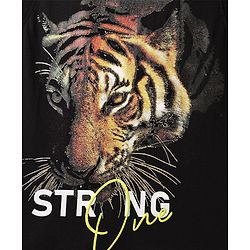 Pine Kids Cotton Knit Sleeveless Tank T-Shirt with Tiger Graphic - Black