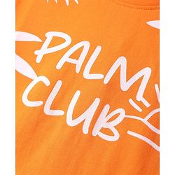 Pine Kids Cotton Knit Half Sleeves T-Shirt with Tropical Theme Graphic - Orange