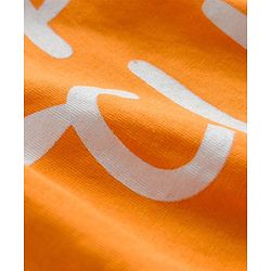 Pine Kids Cotton Knit Half Sleeves T-Shirt with Tropical Theme Graphic - Orange