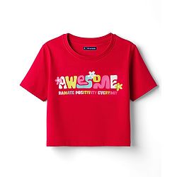 Pine Kids Cotton Knit Half Sleeves T-Shirt With Awesome Text Print - Red
