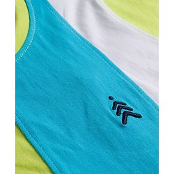Pine Kids Cotton Knit Half Sleeves T-Shirt with Stripes & Brand Logo Print  Print - Limegreen & Light Blue