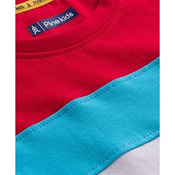 Pine Kids Cotton Knit Half Sleeves T-Shirt with Stripes - Red & Yellow