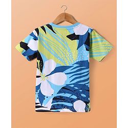 Pine Kids 100% Cotton Knit Half Sleeves Tropical Theme Printed T-Shirt - Multicolour