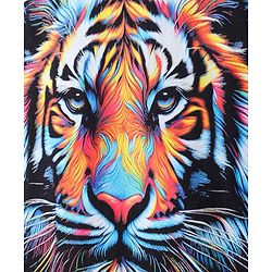 Pine Kids Cotton Knit Half Sleeves T-Shirt with Tiger Graphic - Black