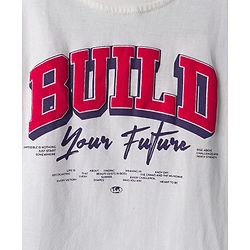 Pine Kids Cotton Knit Half Sleeves T-Shirt With Text Print - White