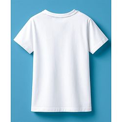 Pine Kids Cotton Knit Half Sleeves T-Shirt With Text Print - White