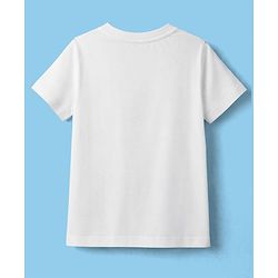 Pine Kids Cotton Knit Half Sleeves T-Shirt With Skating Print - White