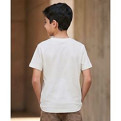 Pine Kids Cotton Knit Half Sleeves T-Shirt With Text Print - White