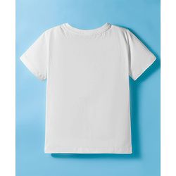 Pine Kids Cotton Knit Half Sleeves T-Shirt With Text Print - White