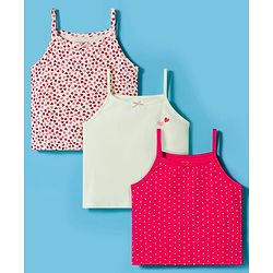 Pine Kids Cotton Lycra knit Sleeveless Slips With Heart Print Pack Of 3 - Colour May Vary