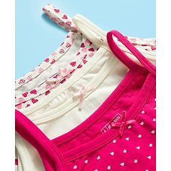 Pine Kids Cotton Lycra knit Sleeveless Slips With Heart Print Pack Of 3 - Colour May Vary