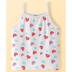 Pine Kids Cotton Lycra Knit Sleeveless Slips With Heart Print Pack Of 3 - Colour May Vary