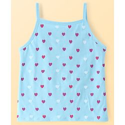 Pine Kids Cotton Lycra Knit Sleeveless Slips With Heart Print Pack Of 3 - Colour May Vary