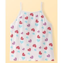 Pine Kids Cotton Lycra Knit Sleeveless Slips With Heart Print Pack Of 3 - Colour May Vary