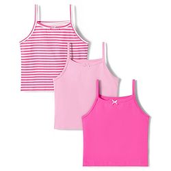Pine Kids Cotton Lycra Sleeveless Slips With Stripes & Pack Of 3 - Colour May Vary