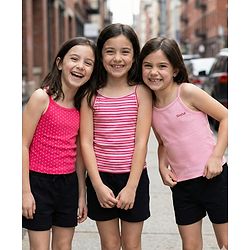 Pine Kids Cotton Lycra Sleeveless Slips With Stripes & Polka Dot Print Pack Of 3 - Colour May Vary