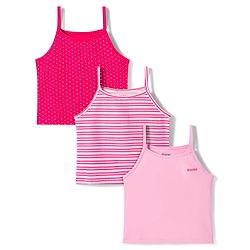 Pine Kids Cotton Lycra Sleeveless Slips With Stripes & Polka Dot Print Pack Of 3 - Colour May Vary