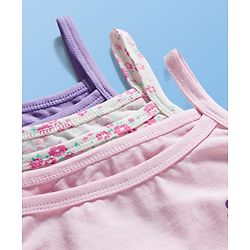 Pine Kids Cotton Lycra Knit Sleeveless Slips With Floral Print Pack Of 3 - Colour May Vary