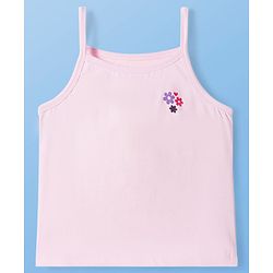 Pine Kids Cotton Lycra Knit Sleeveless Slips With Floral Print Pack Of 3 - Colour May Vary