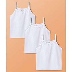 Pine Kids Cotton Lycra Knit Solid Colour Slips Pack Of 3 - White