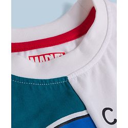 Pine Kids Marvel Single Jersey Knit Drop Shoulder Half Sleeves T-Shirt with Captain America Graphic - Multicolor