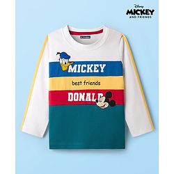 Pine Kids Disney Single Jersey Knit Full Sleeves Cut & Sew T-Shirt with Mickey Mouse Graphic & Badge Detailing - Multicolor
