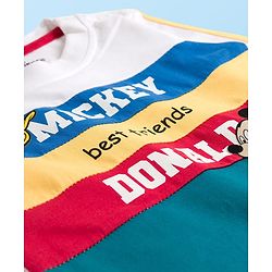 Pine Kids Disney Single Jersey Knit Full Sleeves Cut & Sew T-Shirt with Mickey Mouse Graphic & Badge Detailing - Multicolor