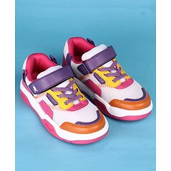 Pine Kids Velcro Closure Solid Casual Shoes - Pink & Purple
