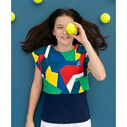 Pine Active Knit Super Stretch Half Sleeves Crop Top with Vest - Multicolor