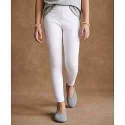 Pine Kids Cotton Lycra Knit Full Length Solid Colour Leggings - White