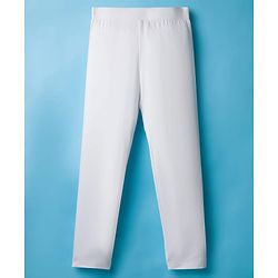 Pine Kids Cotton Lycra Knit Full Length Solid Colour Leggings - White