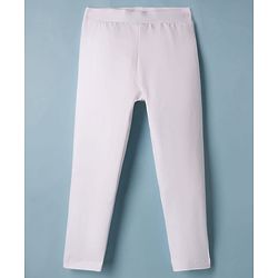 Pine Kids Cotton Lycra Knit Full Length Solid Leggings Pack Of 2 - White & Red