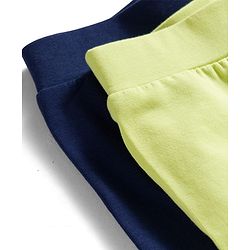 Pine Kids Cotton Lycra Knit Full Length Solid Leggings Pack of 2 - Lime Green & Navy Blue