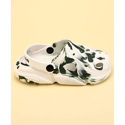 Pine Kids Back Strap Closure Abstract Printed Clogs - White & Green ( Print May Vary )