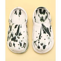 Pine Kids Back Strap Closure Abstract Printed Clogs - White & Green ( Print May Vary )