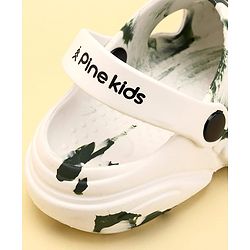Pine Kids Back Strap Closure Abstract Printed Clogs - White & Green ( Print May Vary )