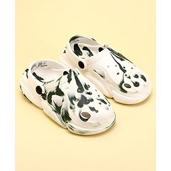 Pine Kids Back Strap Closure Abstract Printed Clogs - White & Green ( Print May Vary )