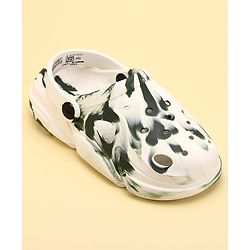Pine Kids Back Strap Closure Abstract Printed Clogs - White & Green ( Print May Vary )