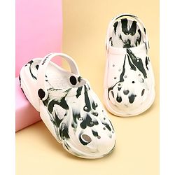Pine Kids Back Strap Closure Abstract Printed Clogs - White & Green ( Print May Vary )