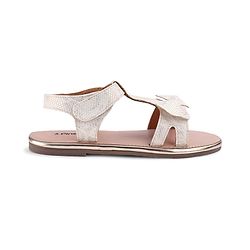 Pine Kids Sandals With Velcro Closure & Bow Applique - Golden