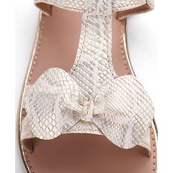 Pine Kids Sandals With Velcro Closure & Bow Applique - Golden
