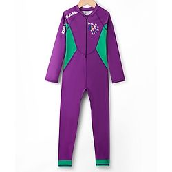 Pine Active Full Raglan Sleeves Cut & Sew Legged Swimsuit - Purple