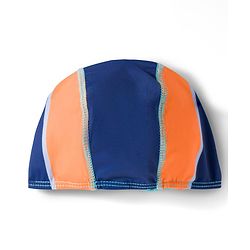 Pine Kids Half Raglan Sleeves Text Printed Legged Swimsuit with Cap- Navy Blue