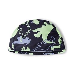 Pine Kids Raglan Full Sleeves Two Piece Swimsuit & Cap Text with Dino Print - Black