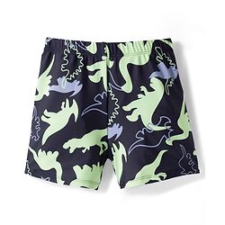 Pine Kids Raglan Full Sleeves Two Piece Swimsuit & Cap Text with Dino Print - Black