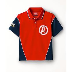 Pine Kids Marvel Terry Knit Half Sleeve Cut & Sew Polo T-Shirt with Avengers Graphic - Multicolor