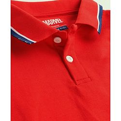 Pine Kids Marvel Terry Knit Half Sleeve Cut & Sew Polo T-Shirt with Avengers Graphic - Multicolor